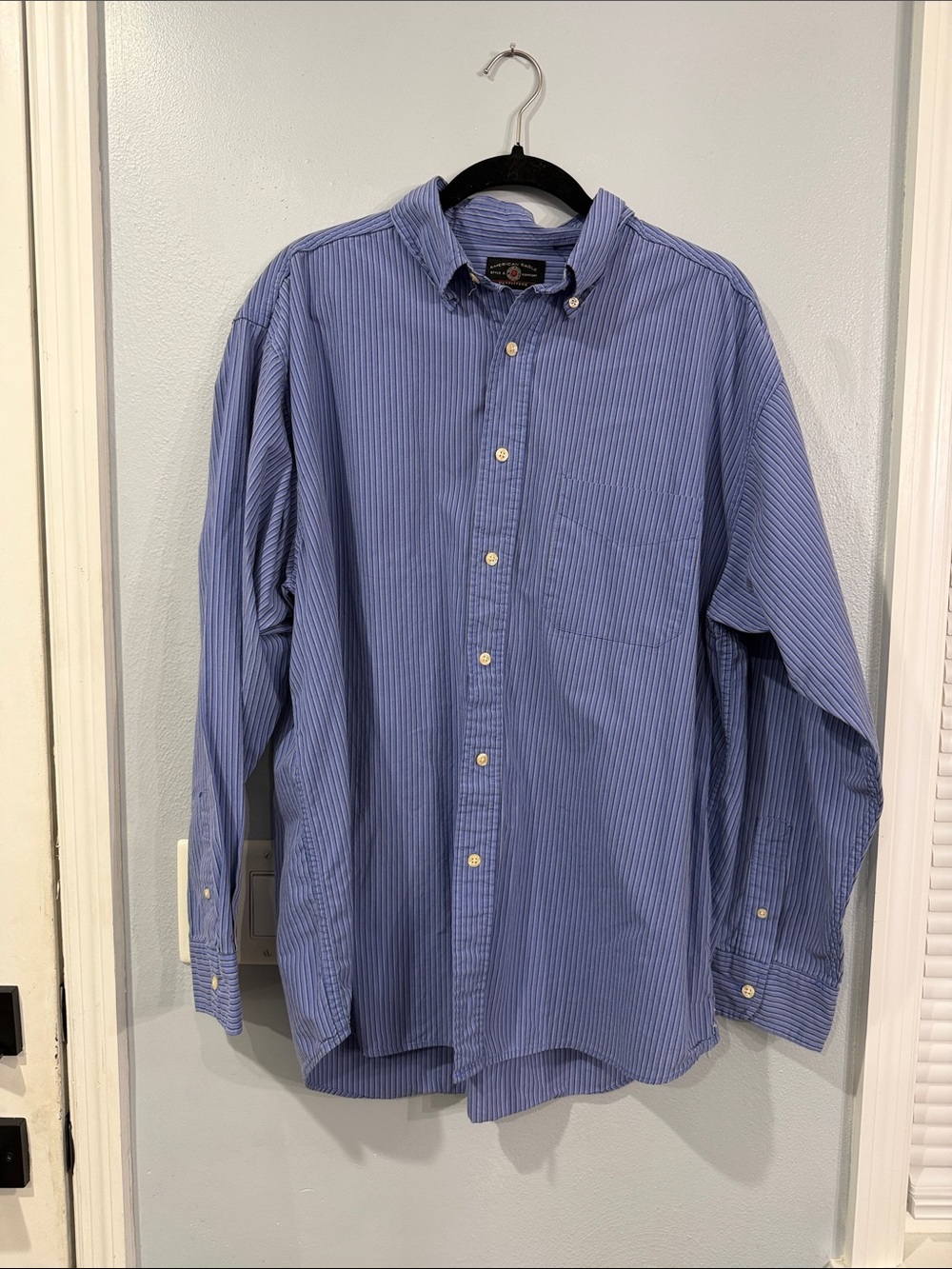 American Eagle Outfitters Blue Pinstripe Dress Shirt